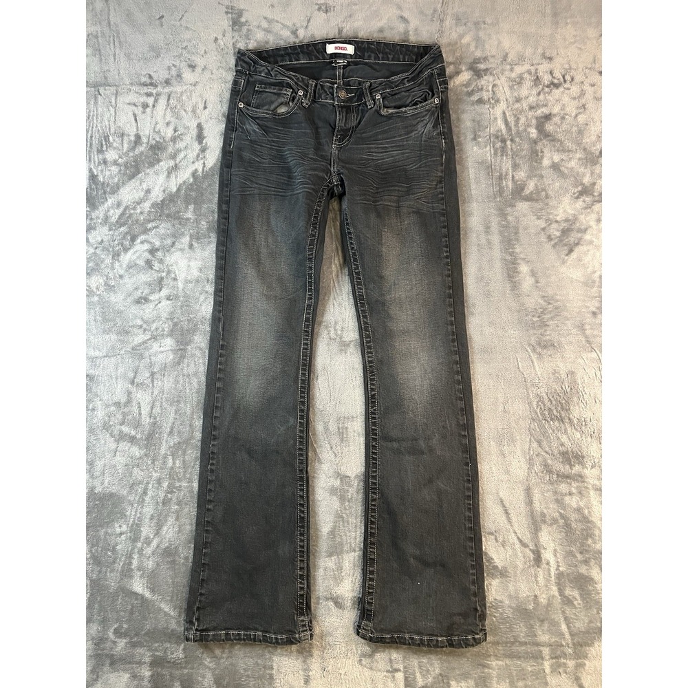 VTG Bongo Bootcut Low Rise Faded Black Whiskered Y2K Denim Jeans Women's Size 9
